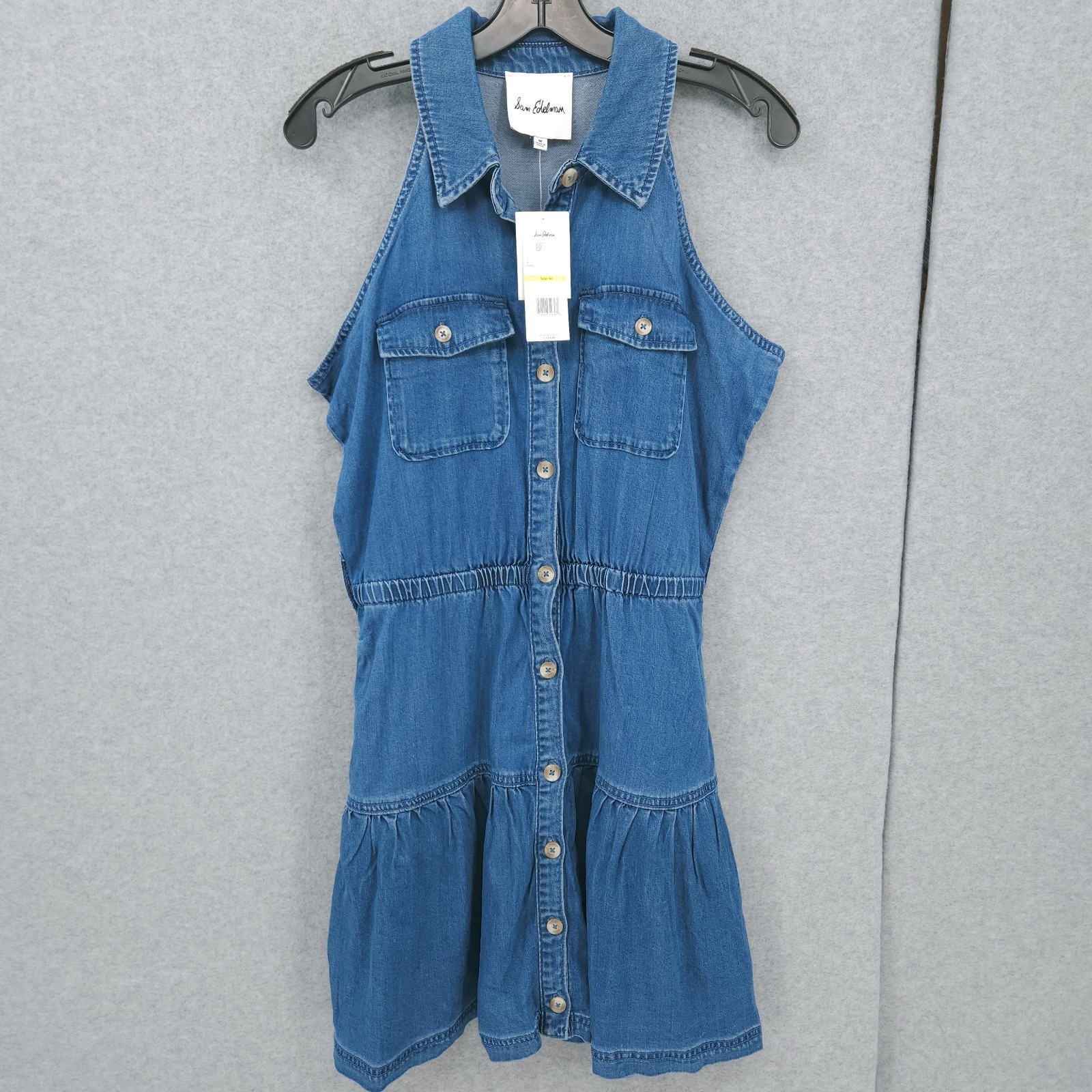 Sam Edelman Diana Sleeveless Denim Jean A Line Mini Dress Womens Size M